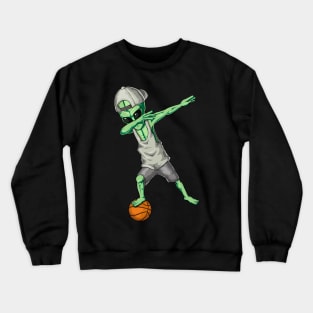 Cool Alien Dabbing - Funny Basketball Lovers Gift Crewneck Sweatshirt